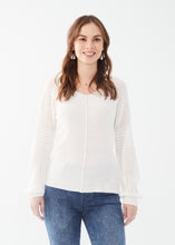 Load image into Gallery viewer, FDJ 1034624 Long Pointelle Sleeve V-Neck Top SS24
