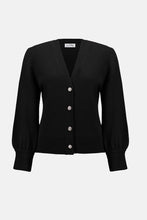 Load image into Gallery viewer, Joseph Ribkoff Sweater Knit Cardigan with Puff Sleeves 253906 FW25