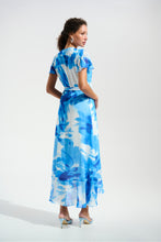 Load image into Gallery viewer, Joseph Ribkoff Signature | Chiffon Print Wrap Dress With Ruffle Detail SS26