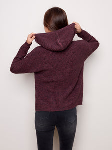 Charlie B - C2432 - Solid Hooded Sweater with Side Lace Up Detail