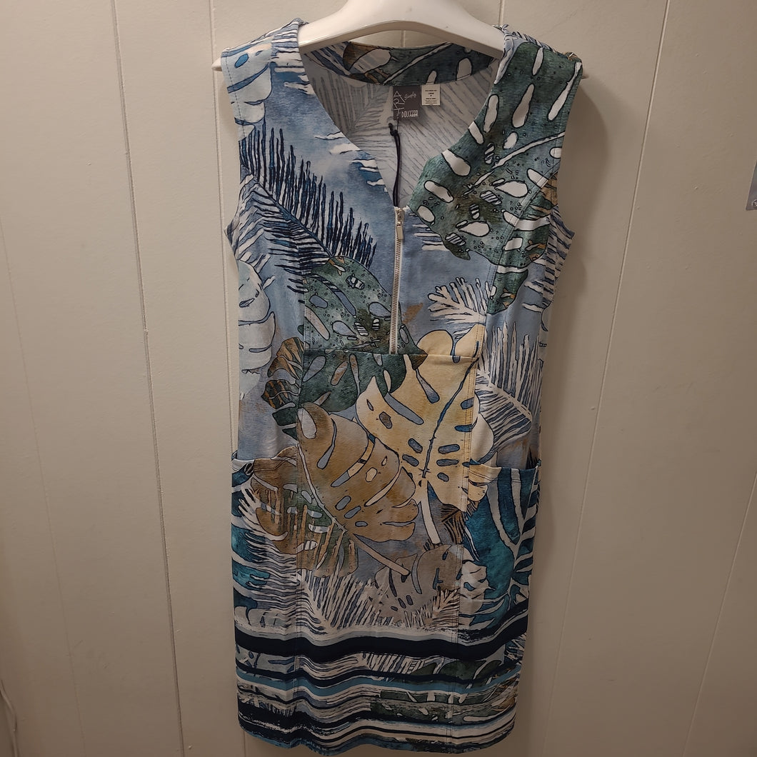Dolcezza - Tropical Blue Print Dress Sleeveless - 23648