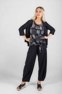 Pure - Black White Knot Hem Tank - 519-4609
