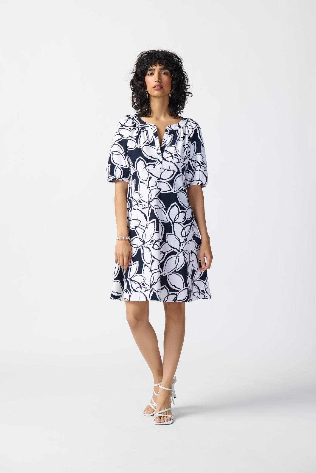 J Ribkoff Puff Sleeve Printed Dress 241006 SS24
