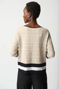 Joseph Ribkoff 241924 Striped Dry Yarn Viscose Blend Sweater SS24