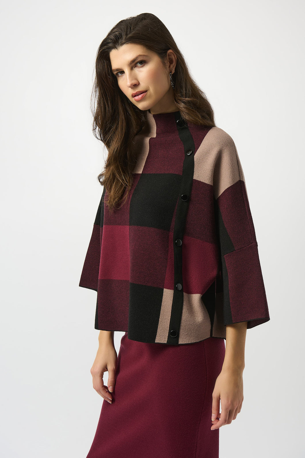 Joseph Ribkoff 243948 Plaid Jacquard Sweater FW25