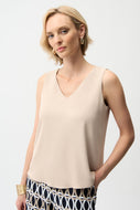 Joseph Ribkoff 261248 Woven Twill Sleeveless Straight Top With V-neckline SS26