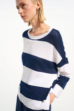 Load image into Gallery viewer, Joseph Ribkoff 261635 Cotton Blend Stripe Print Crewneck Sweater SS26
