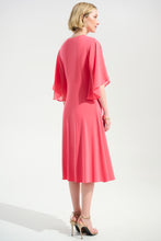 Load image into Gallery viewer, Joseph Ribkoff 261710 Silky Knit Fit and Flare Dress With Chiffon Draped Sash
