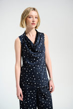 Load image into Gallery viewer, Joseph Ribkoff Signature | Recycled Satin Dot Print Sleeveless Cowl Neck Top SS26
