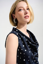 Load image into Gallery viewer, Joseph Ribkoff Signature | Recycled Satin Dot Print Sleeveless Cowl Neck Top SS26
