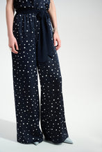 Load image into Gallery viewer, Joseph Ribkoff Signature | Satin Dot Print Wide Leg Pants With Contrast Sash SS26
