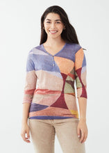 Load image into Gallery viewer, FDJ 3102451 Printed 3/4 Sleeve V Neck Top with Buttons FW23
