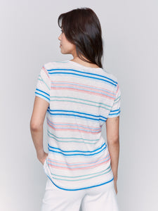 Charlie B C1231APK Linen V-Neck T-Shirt SS25