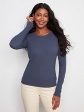 Load image into Gallery viewer, CHARLIE B C1448 TENCEL TIB LONG SLEEVE CREW NECK TSHIRT FW26
