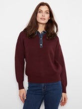 Load image into Gallery viewer, CHARLIE B C2125 DENIM TRIM POLO SWEATER FW26
