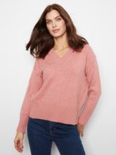 Load image into Gallery viewer, CHARLIE B C2127 LONG SLEEVE DROP SHOULDER V NECK SWEATER FW26
