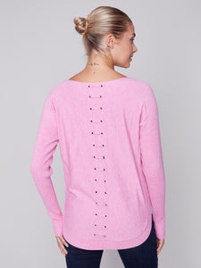 Charlie B C2170Y Long Sleeve Sweater With Back Eyelet Detail FW23