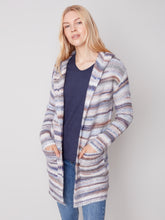 Load image into Gallery viewer, Charlie B C2269 Hooded Long Sleeve Space Dye Cardigan FW23
