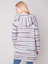 Load image into Gallery viewer, Charlie B C2269 Hooded Long Sleeve Space Dye Cardigan FW23
