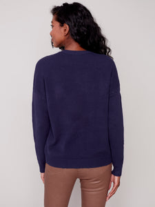 Charlie B C2526D Crew Neck Long Sleeve Polka Dot Sweater FW23