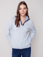 Load image into Gallery viewer, Charlie B C2539 Quarter Zip High Collar Contrast Color Sweater FW23
