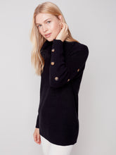 Load image into Gallery viewer, Charlie B C2604 Turtleneck Solid with Button Back Sleeve Sweater FW23
