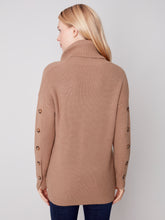 Load image into Gallery viewer, Charlie B C2604 Turtleneck Solid with Button Back Sleeve Sweater FW23
