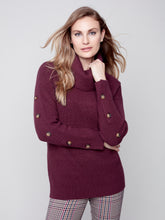 Load image into Gallery viewer, Charlie B C2604 Turtleneck Solid with Button Back Sleeve Sweater FW23
