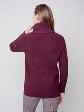 Load image into Gallery viewer, Charlie B C2604 Turtleneck Solid with Button Back Sleeve Sweater FW23
