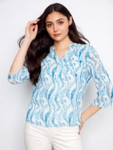 Load image into Gallery viewer, Charlie B C4188AR Roll Up Sleeve Cotton Top SS26
