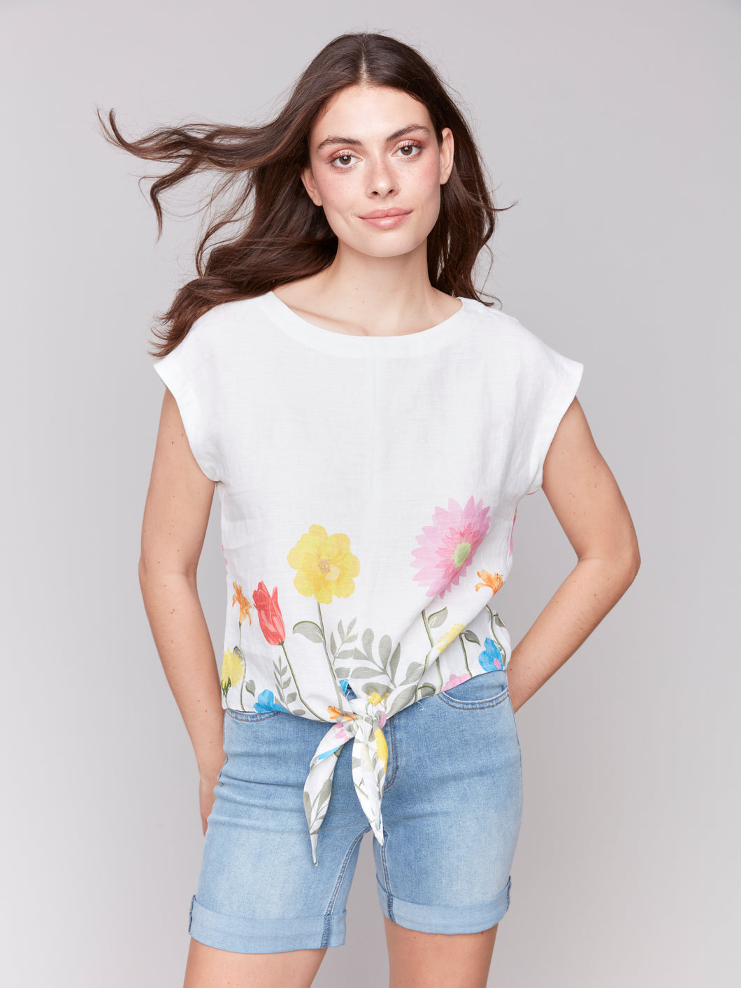 Charlie B C4271BA Linen Blend Top SS25
