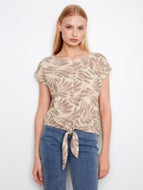 Charlie B C4271-787A Linen Front Tie Blouse SS26