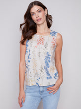 Load image into Gallery viewer, Charlie B C4544P Printed Sleeveless Linen Top with Buttons SS24
