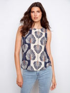 Charlie B C4588R-787A Sleeveless Linen Blouse SS26