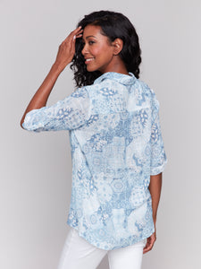 Charlie B C4605D Printed Long Sleeve Shirt SS25