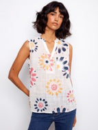Charlie B C4606DD Cotton Gauze Sleeveless Blouse SS26