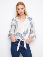 Charlie B C4672 Cotton Gauze Button Up Blouse SS26