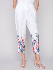 Charlie B C5382RP Printed Linen Pull On Pant SS24