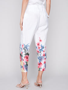 Charlie B C5382RP Printed Linen Pull On Pant SS24