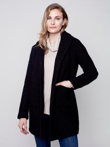 Charlie B C6141X Boucle Knit Tailored Collar Coat Fw23