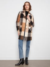 Load image into Gallery viewer, CHARLIE B C6141 PLAID BOUCLE COAT FW26
