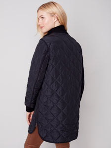Charlie B C6253 Long Quilted Jacket with Rib FW23