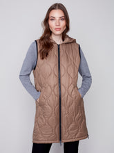 Load image into Gallery viewer, Charlie B C6268 Hooded Long Sleeveless Quilted Vest with Pockets FW23
