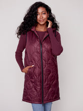 Load image into Gallery viewer, Charlie B C6268 Hooded Long Sleeveless Quilted Vest with Pockets FW23

