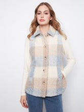 Load image into Gallery viewer, CHARLIE B C6319 PLAID BOUCLE KNIT VEST FW26
