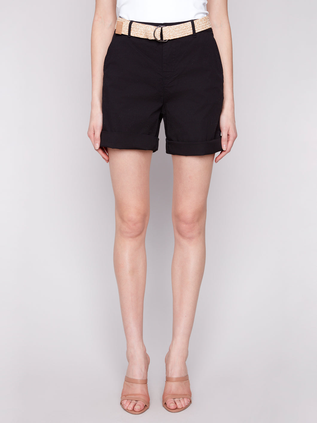 Charlie B C8065 Cuffed Shorts with Belt SS25