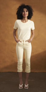 Renuar - Slim Leg Crop Pant, Frayed Hem - R8103