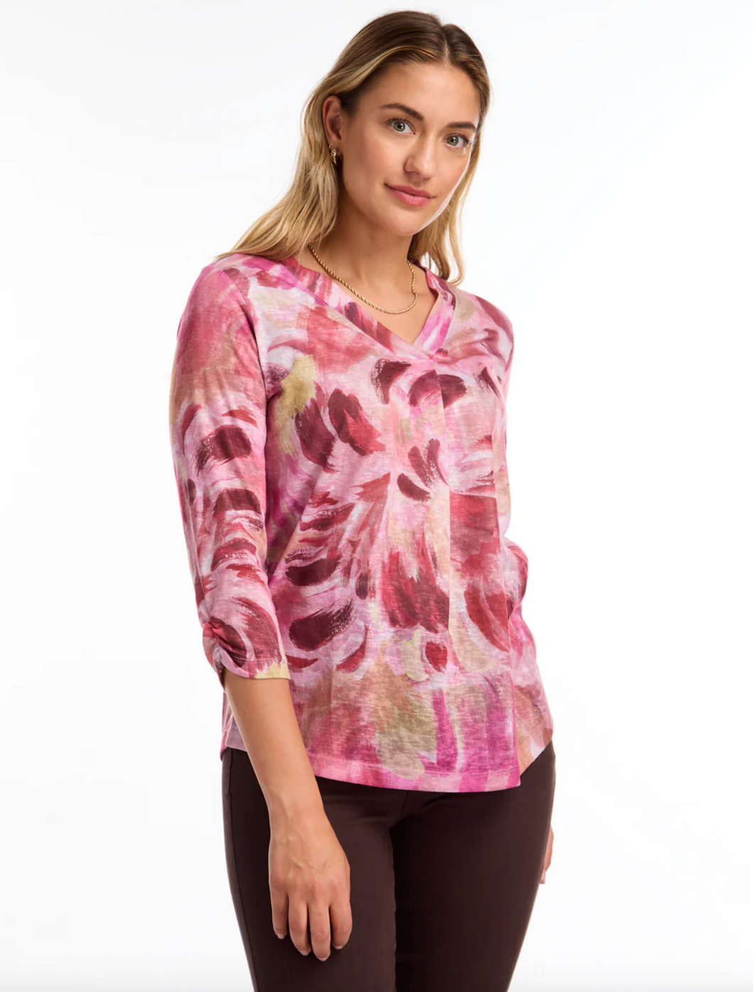 FDJ 3373451 3/4 Sleeve V-Neck Top FW24