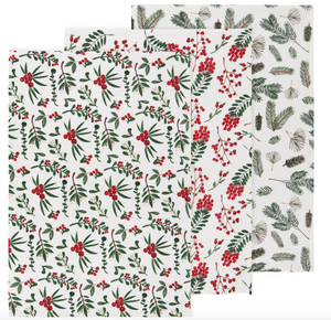 Tea Towels set of 3 Bakers Flour Winterberry
