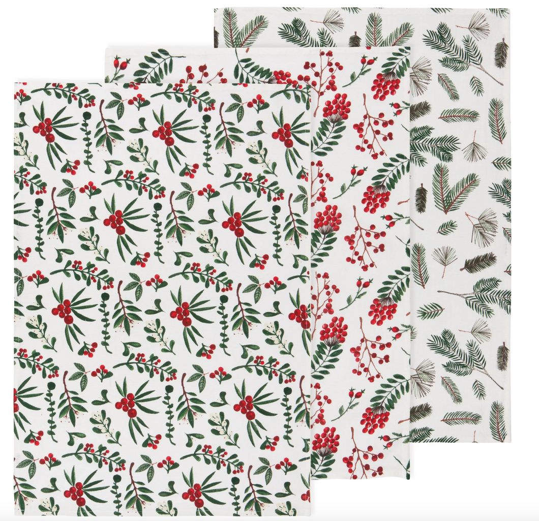 Tea Towels set of 3 Bakers Flour Winterberry